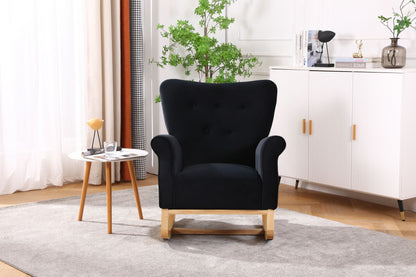 Baby Room High Back Rocking Chair Nursery Chair, Comfortable Rocker Fabric Padded Seat, Modern High Back Armchair