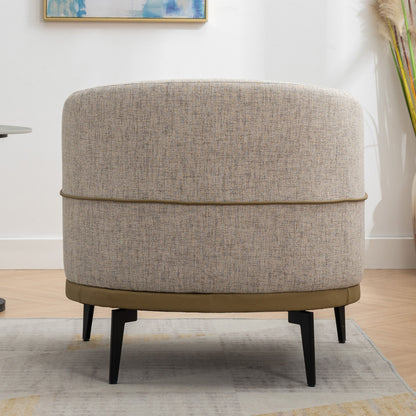 Modern Two-Tone Barrel Chair, Upholstered Round Armchair For Living Room Bedroom Reading Room