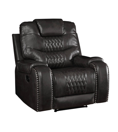 Braylon - Magnetite Synthetic Leather Manual Recliner Chair - Brown