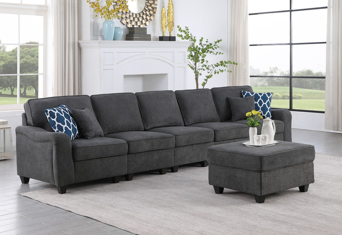 Leo - Woven Modular Sofa And Ottoman (Set of 2)